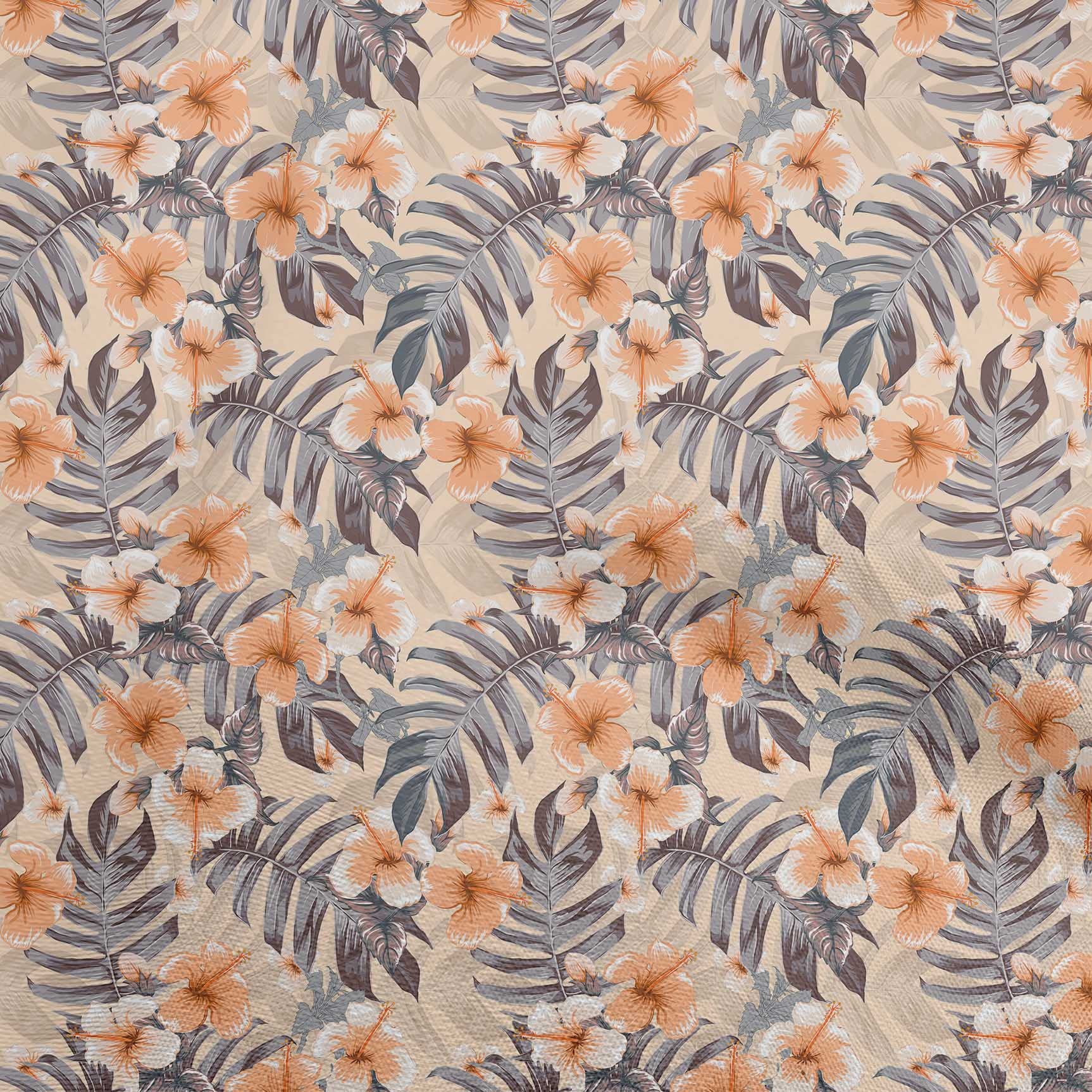 oneOone Cotton Jersey Peach Fabric - Tropical Floral Print DIY Sewing Material (58