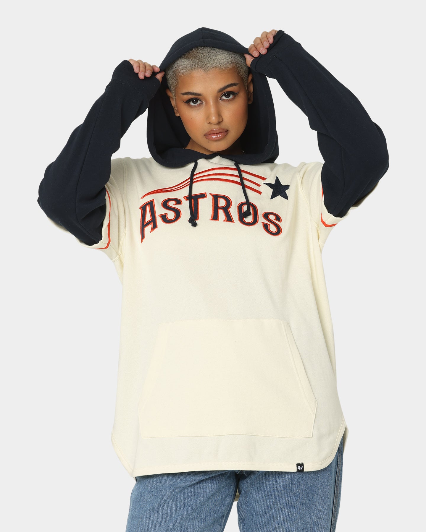 47 Brand Houston Astros MLB Shortstop Hoodie - Cream Color Baseball Sweatshirt for Men & Women - Perfect for Game Day & Casual Wear