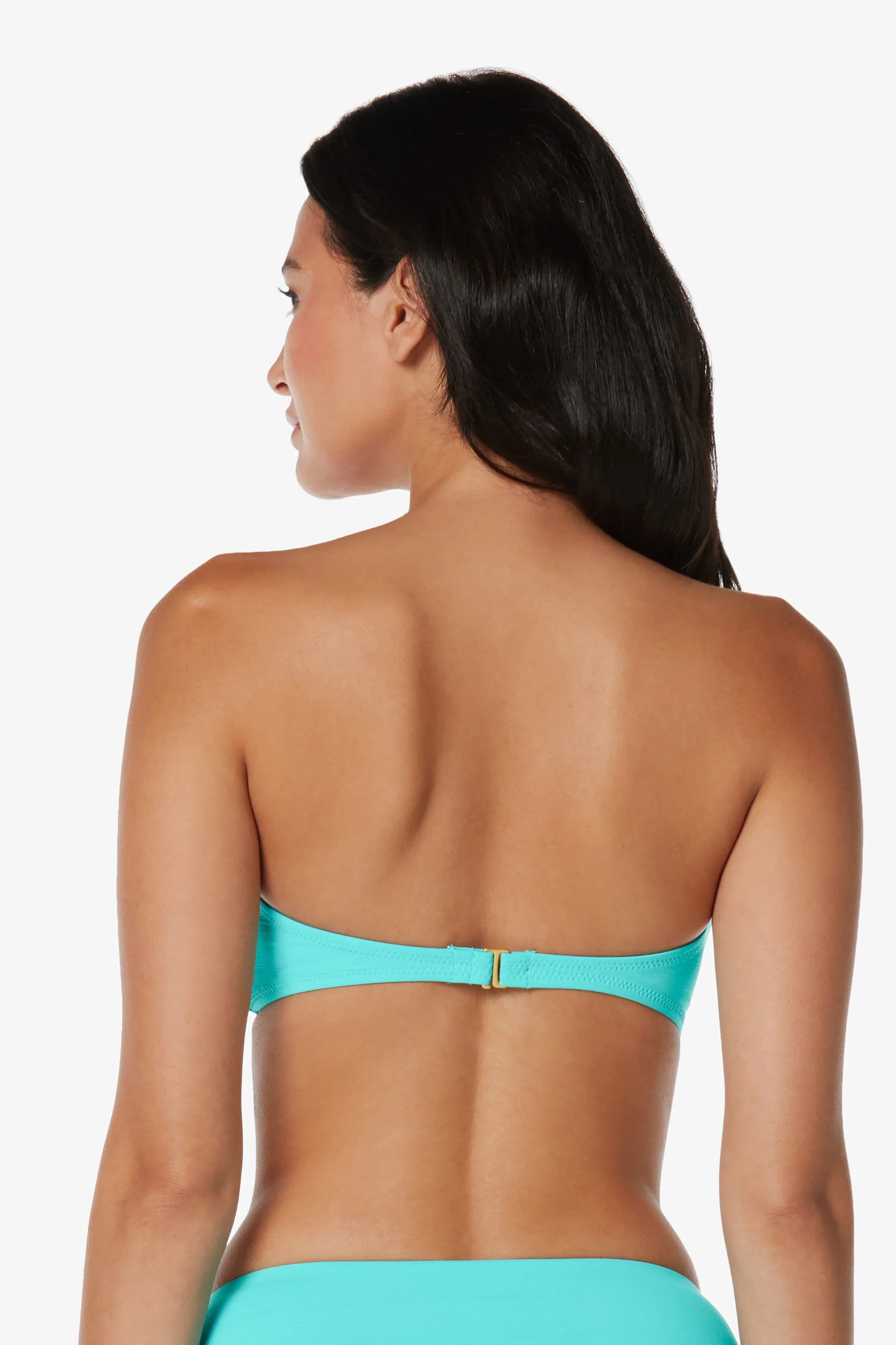 Hook Back Tortoise Bandeau Bra - Textured Seafoam Aqua Bikini Top for Women | Perfect for Beach, Pool & Summer Vacations