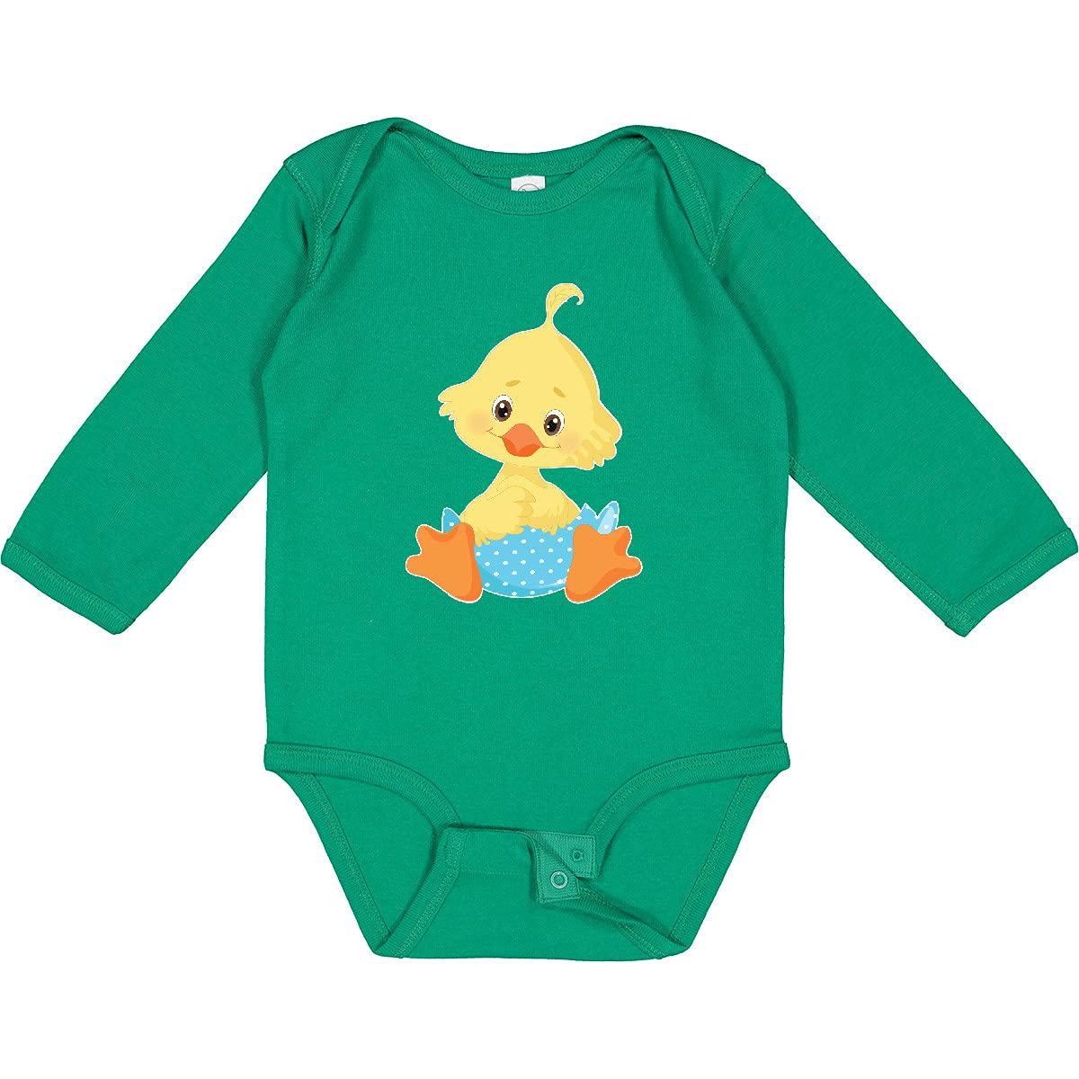 Inktastic Cute Easter Chick in Blue Easter Egg Long Sleeve Baby Bodysuit - Perfect for Easter Photos, Spring Outfits & Holiday Family Gatherings