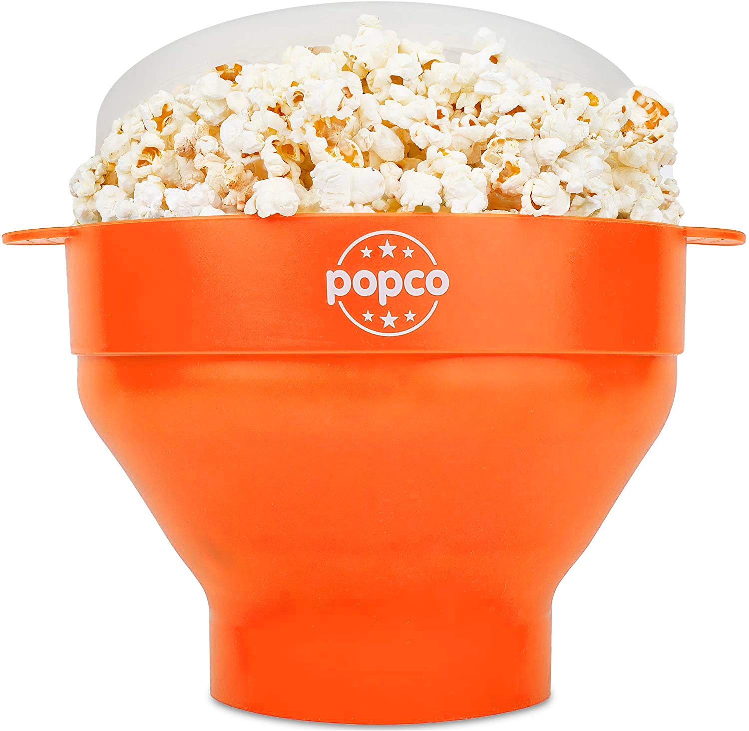 Hotpop Collapsible Silicone Microwave Popcorn Popper - Large Popcorn Maker with Handles for Quick Snacks - Dishwasher Safe BPA-Free Popcorn Bowl - Perfect for Movie Nights, Parties & Family Gatherings - Orange