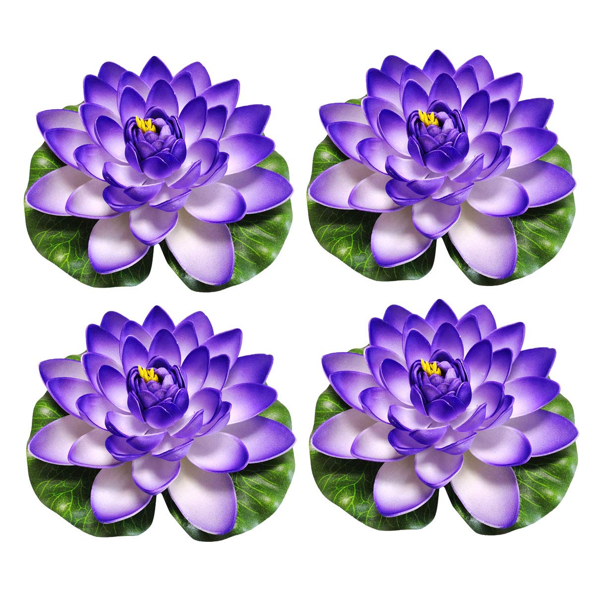 Greeney Floating Flowers - Realistic Artificial Pool Flowers for Pond & Fountain Decoration, 4-Piece Set (Blue) | Perfect for Water Gardens, Backyard Ponds & Outdoor Decor