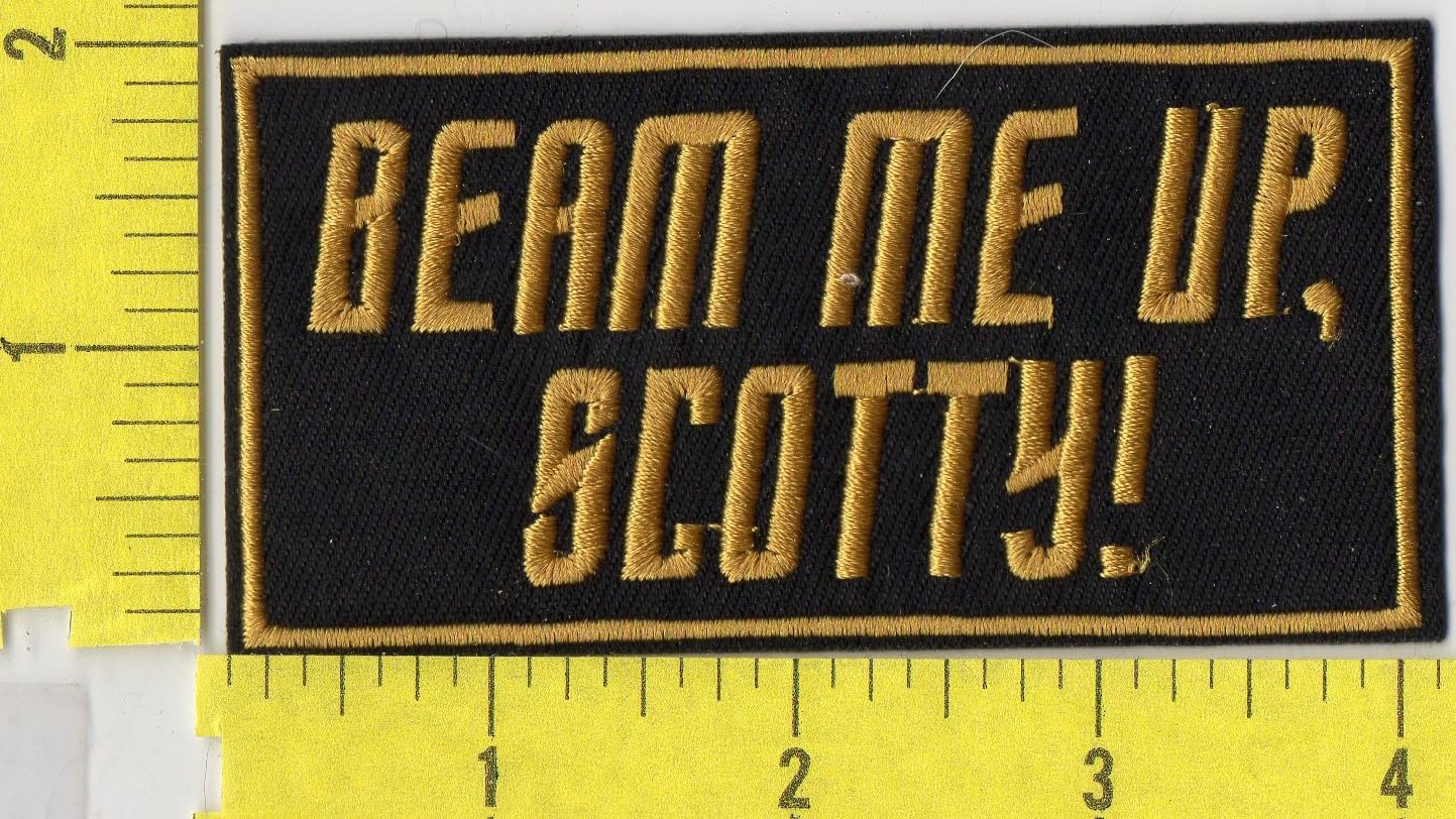 TOS Classic Line Beam Me Up Scotty Iron-On Patch for Star Trek Fans - Perfect for Jackets, Bags & DIY Costume Embellishment