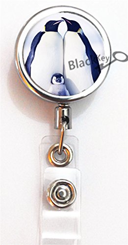 BlackKey Penguin Retractable ID Card Badge Holder Reel with Adjustable Lanyard & Belt Clip - Heavy Duty Security Badge Reel for Work, Events & Conventions (2007 Model)