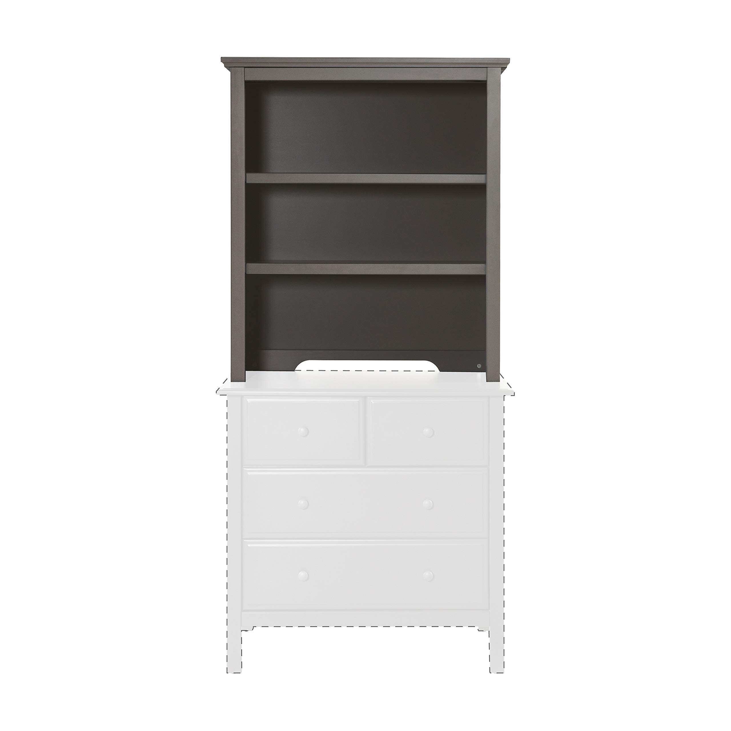 DaVinci Autumn Bookcase Hutch in Slate - Modern Storage Cabinet for Living Room, Office & Bedroom - Stylish Bookshelf with Adjustable Shelves for Home Decor & Organization