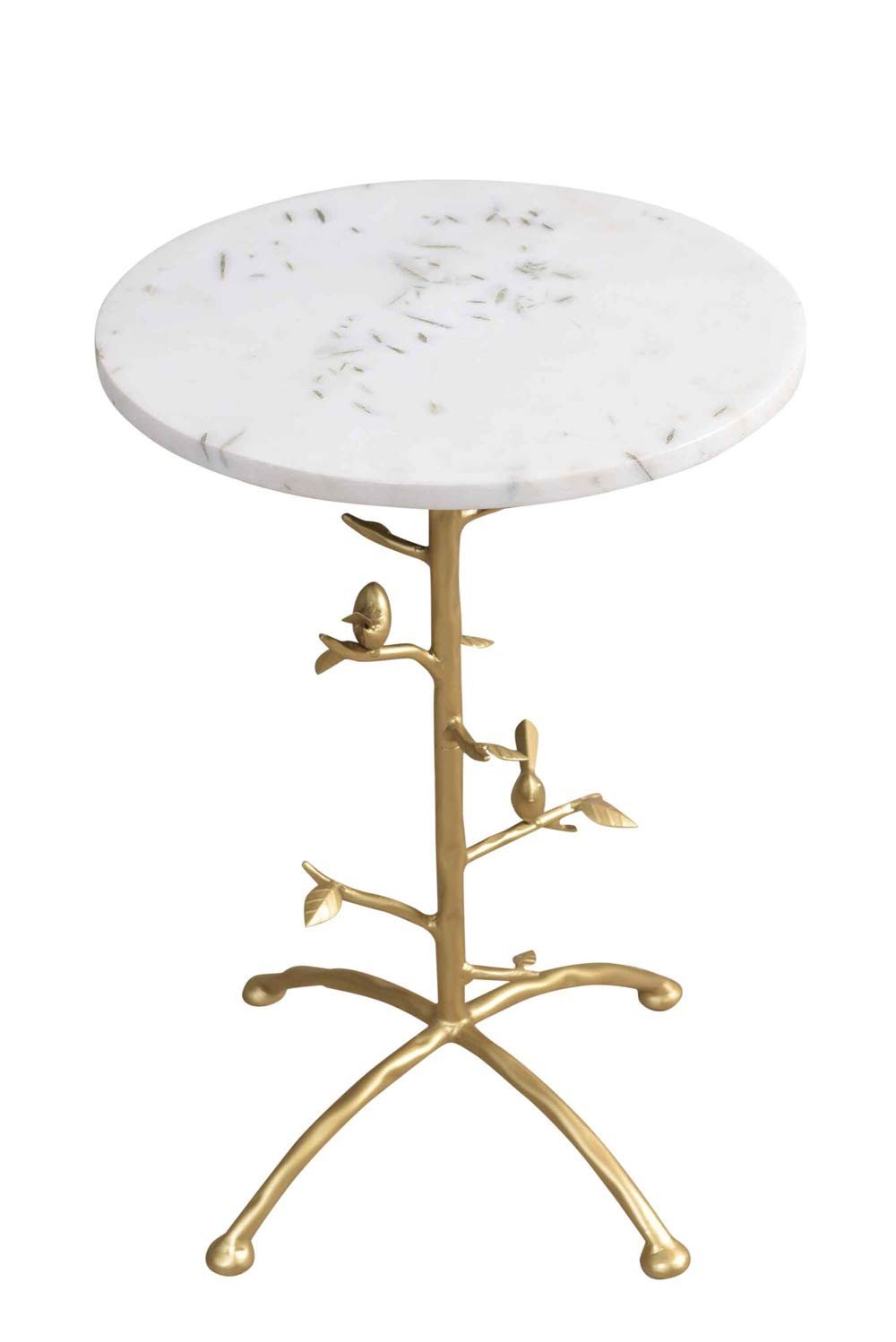 Crestview Collection CVFNR834 23-Inch White Marble Top Side Table - Modern Accent Table for Living Room, Bedroom & Office Decor