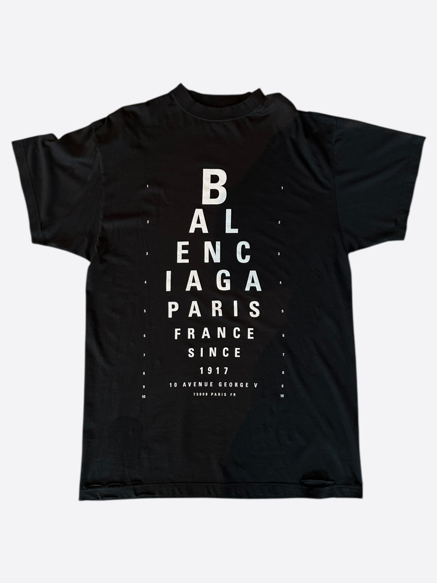 Balenciaga Black & White Eyechart Graphic T-Shirt - Stylish Casual Streetwear for Men & Women | Perfect for Everyday Wear & Fashion Outfits