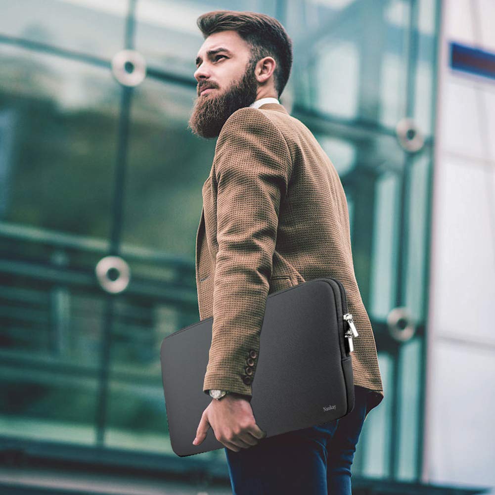 15.6 Inch Neoprene Laptop Sleeve Bag - Water Resistant Notebook Case for MacBook, Tablet & Computer - Grey, Perfect for Office, Travel & School