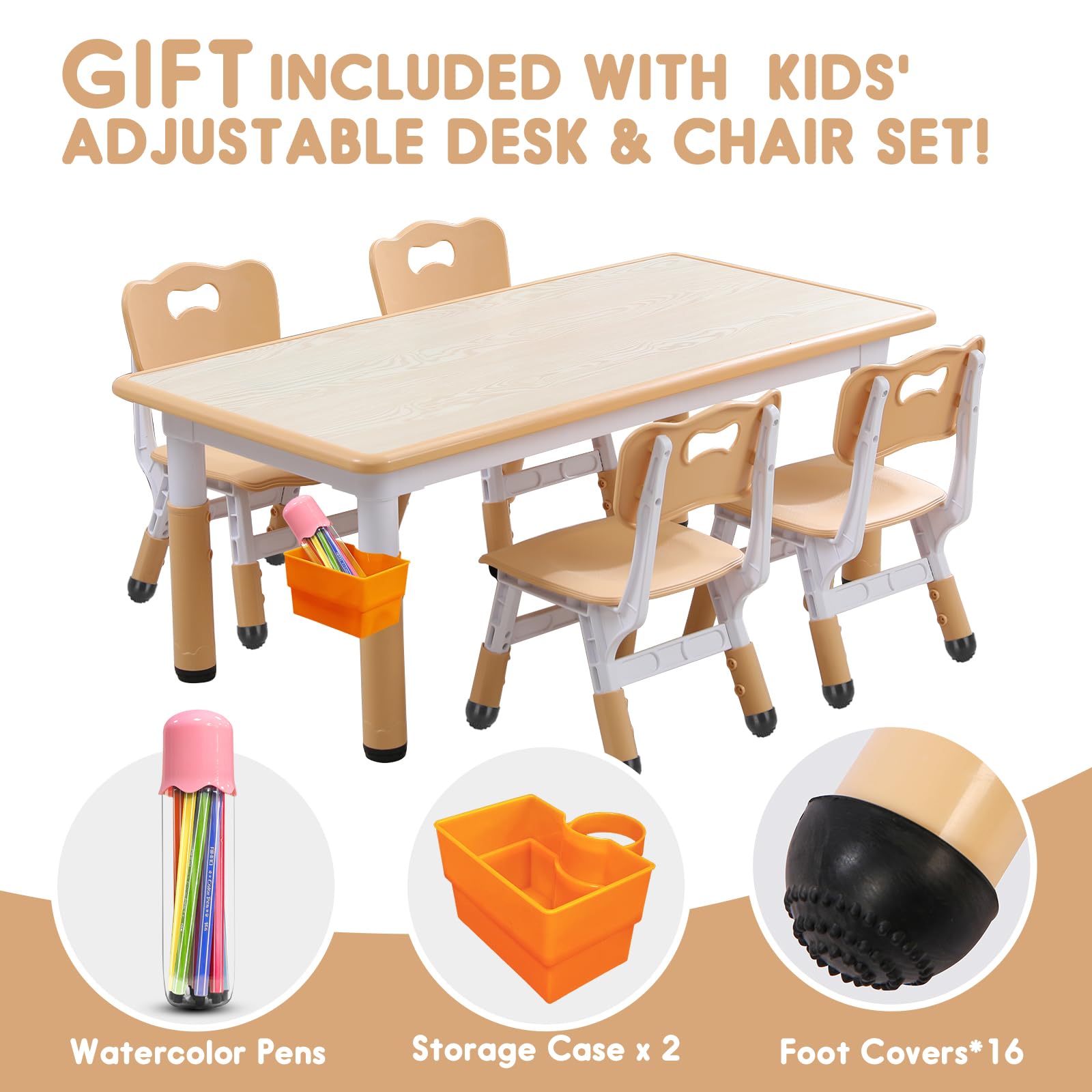 Premium Kids Table and Chair Set for Toddlers & Children Ages 3-12 - Durable Wooden Play Table with 2 Chairs for Learning, Drawing & Playtime Activities