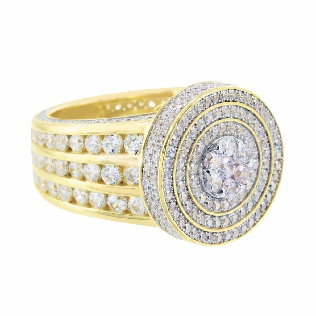 Simulated Diamond Men's Ring - 925 Sterling Silver Round Cluster Wedding Band for Men | Perfect for Engagement, Anniversary & Special Occasions