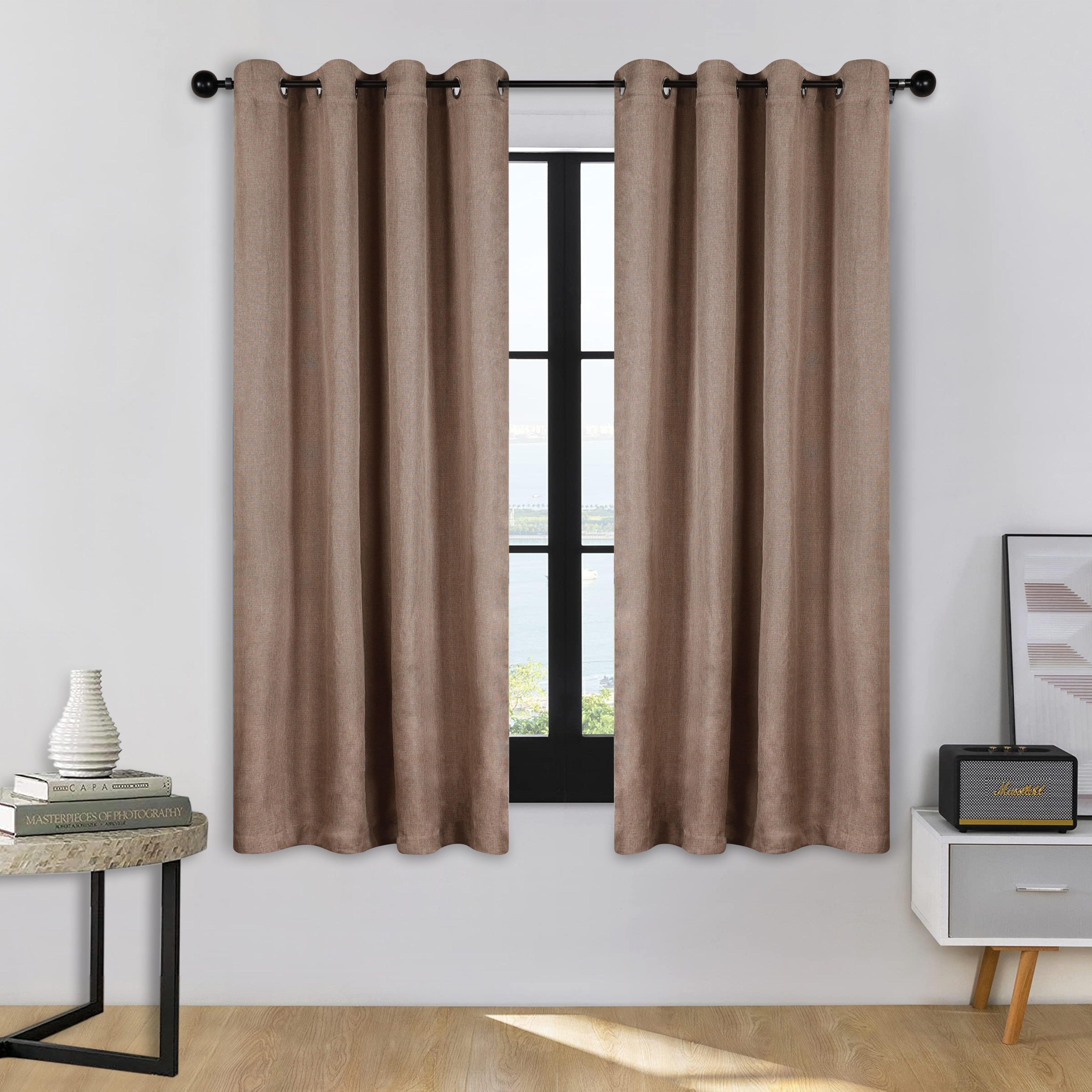 Premium Linen Pattern Blackout Curtains Set - Washable Room Darkening Window Treatments for Bedroom & Living Room - Noise Reducing & Energy Efficient Home Decor