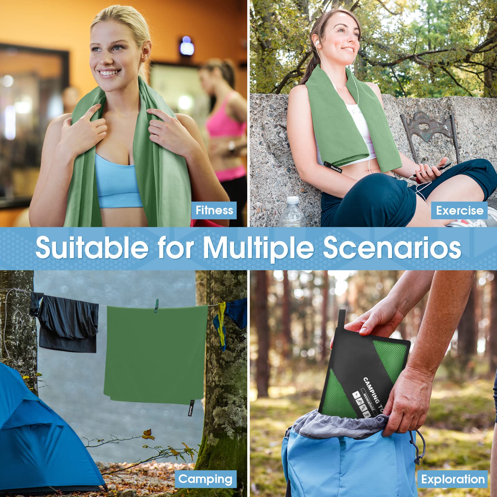 **Quick Dry Microfiber Towels - 30x60 Inches, 3 Pack | Ultra Absorbent, Lightweight Sports Towels for Gym, Yoga, Camping & Beach | Perfect for Travel, Workouts & Outdoor Activities**
