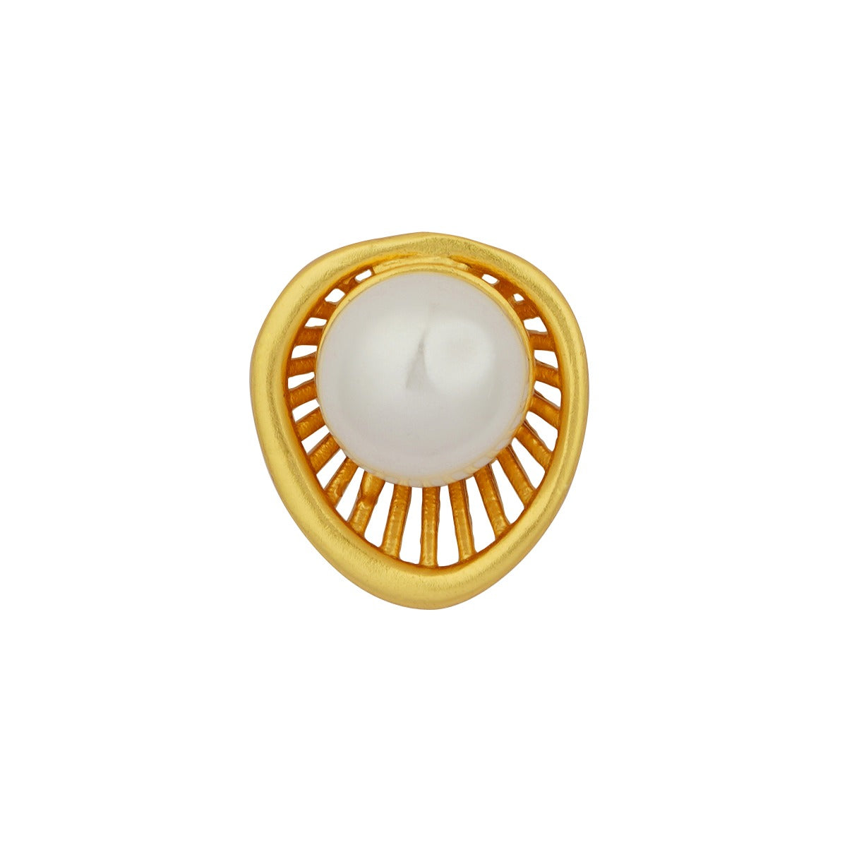 Pearl Zoned Stud Earrings for Women - Elegant 14K Gold Plated Pearl Earrings for Daily Wear, Gift Giving & Special Occasions