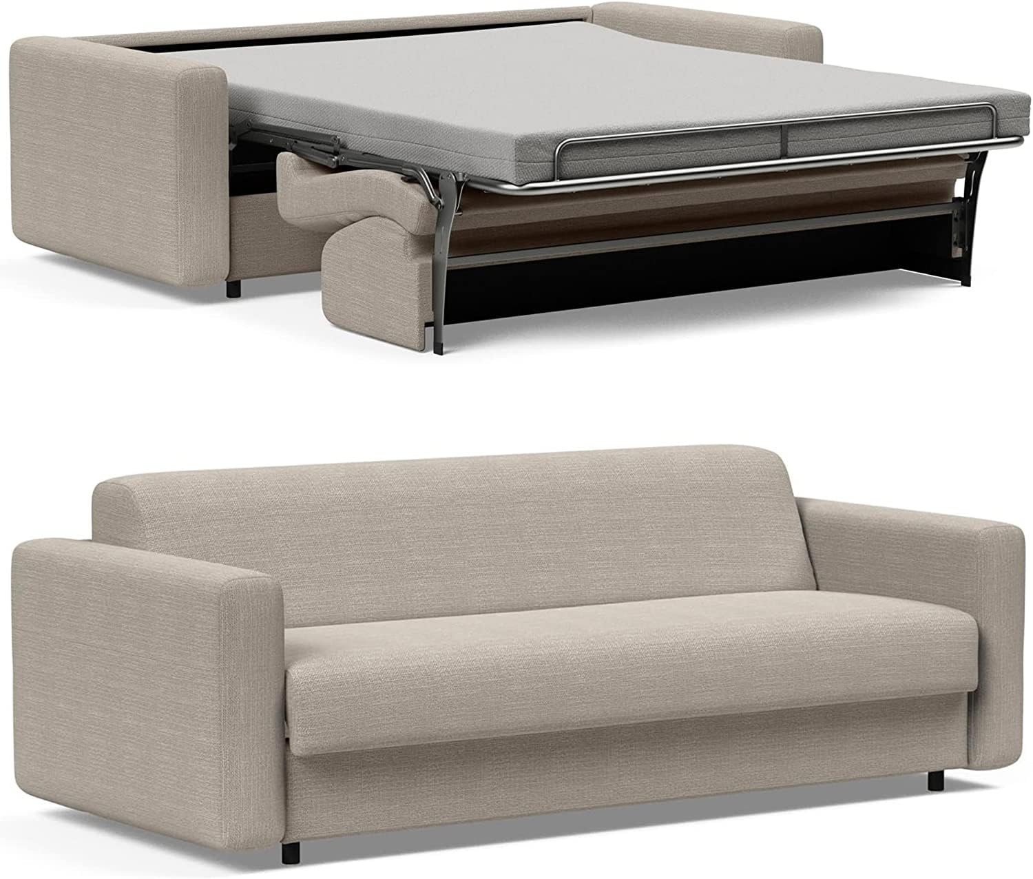 Modern Sleeper Sofa Bed with Dual Mattress - Queen Size Convertible Pull Out Couch for Small Spaces - Free Assembly & Quick Transformation - Perfect for Living Rooms, Guest Rooms & Apartments