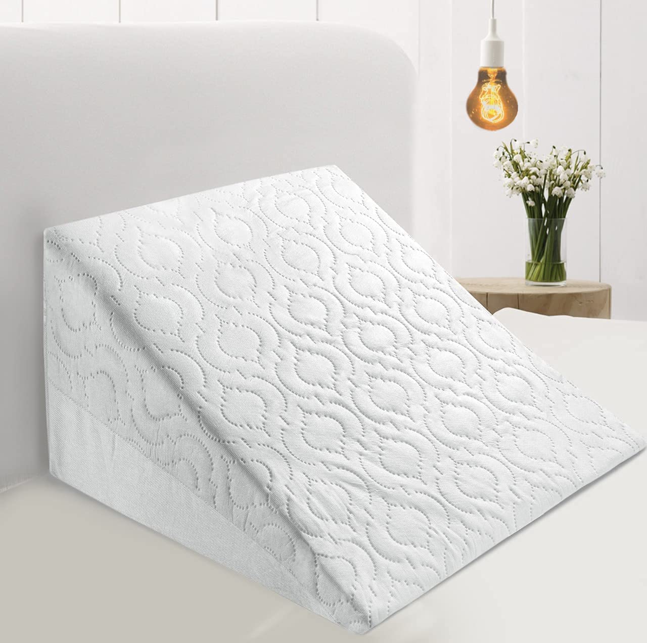OrthoLift Memory Foam Wedge Pillow for Bed & Couch - Ergonomic Reading & Relaxation Cushion - Perfect for Back Pain Relief, Acid Reflux & Post-Surgery Support