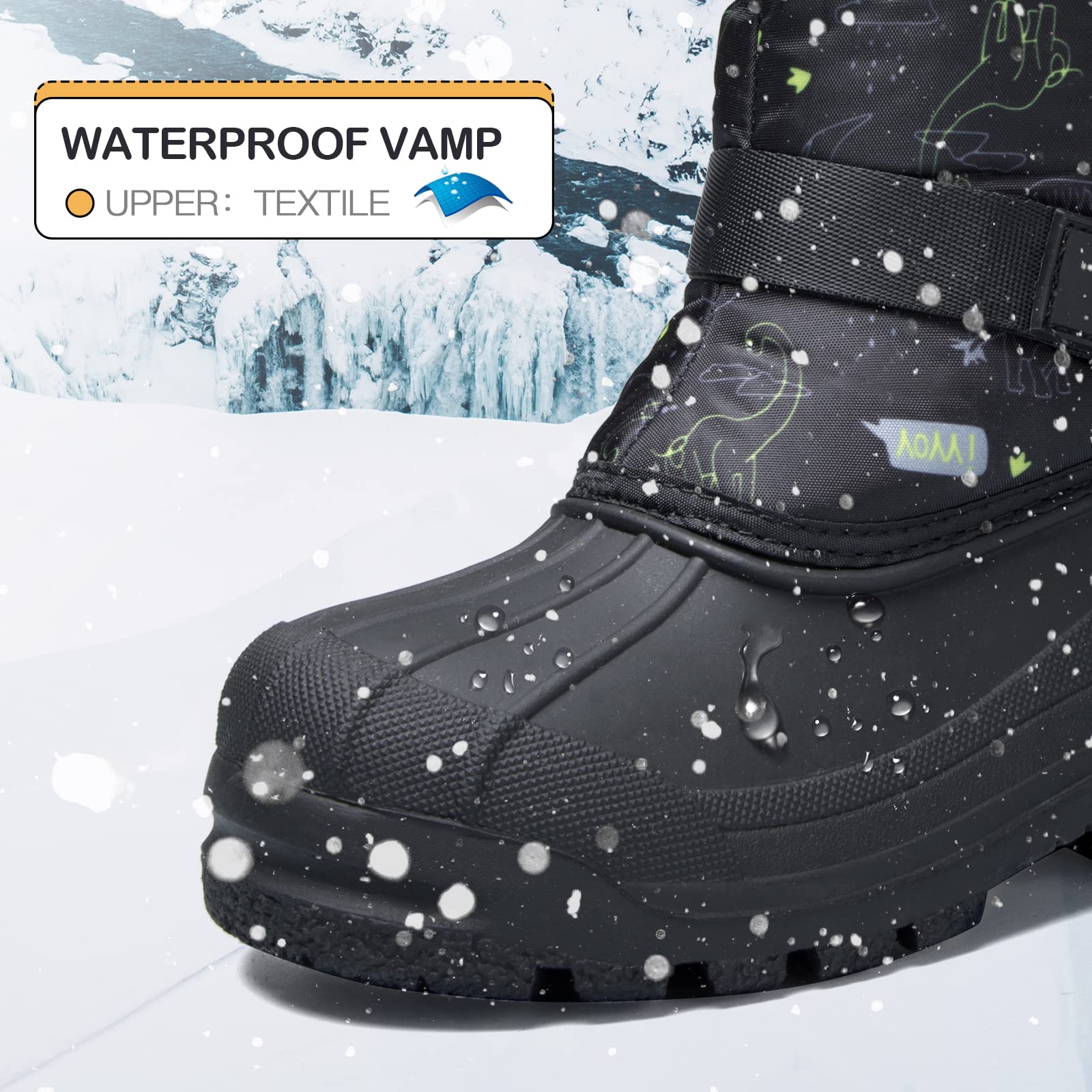**KomForme Kids' Snow Boots - Waterproof, Slip-Resistant Winter Shoes for Boys & Girls (Toddler/Little Kid/Big Kid) - Perfect for Snow Play, Hiking & Cold Weather**