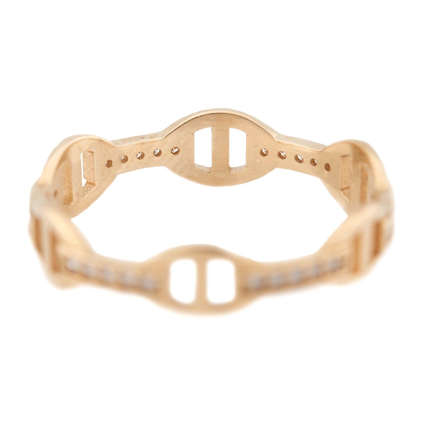 14K Gold Diamond Anchor Link Ring for Women - Elegant Nautical Jewelry Gift for Her - Perfect for Weddings, Anniversaries & Everyday Wear