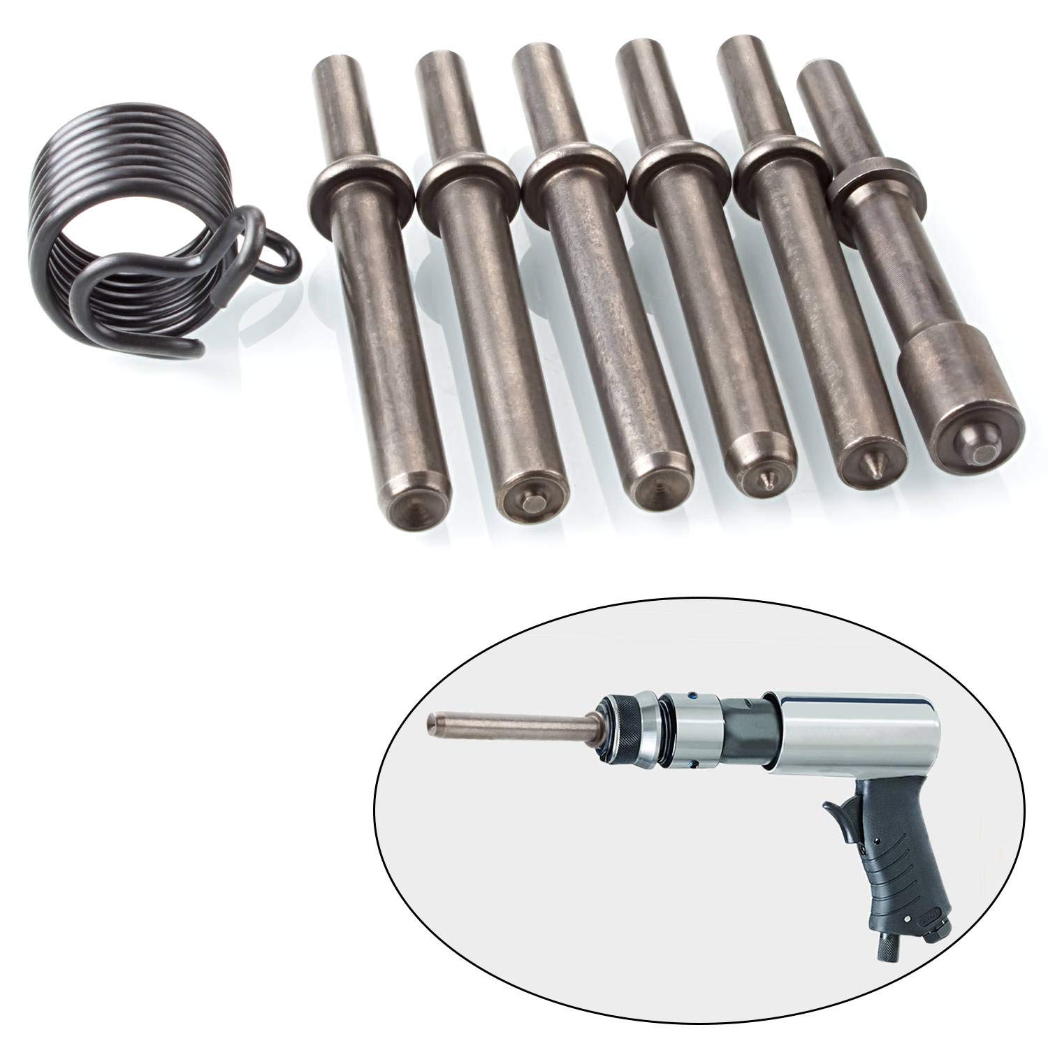 Heavy Duty 7 Pcs Air Hammer Rivet Bits Set - 0.401
