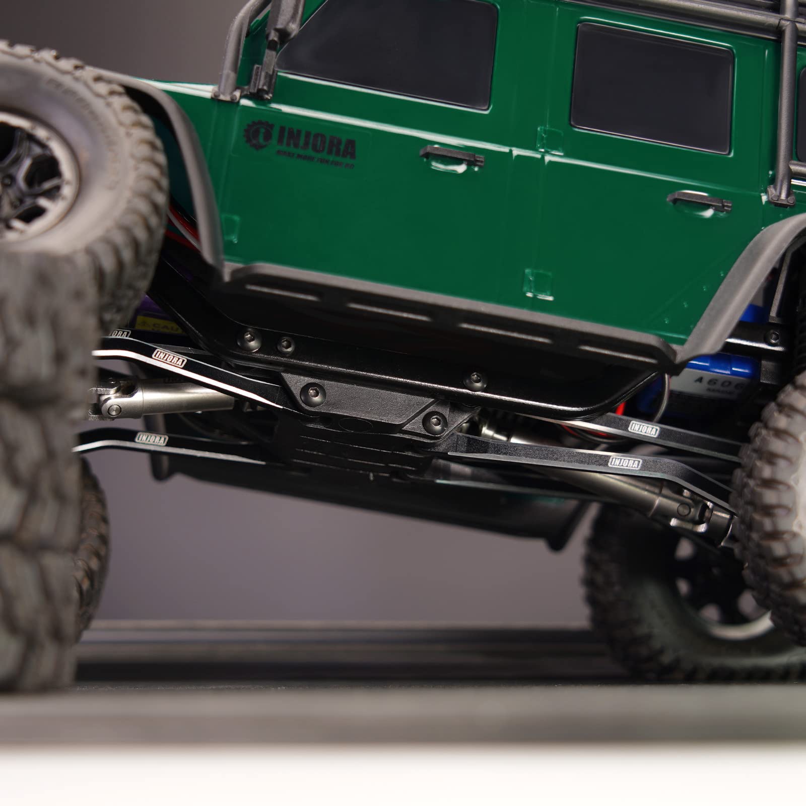 INJORA High Clearance CNC Aluminum Chassis Link Set for TRX4M Defender & Bronco 1/18 Scale RC Crawler Upgrade Parts (Black) - Off-Road Performance & Durability Enhancement