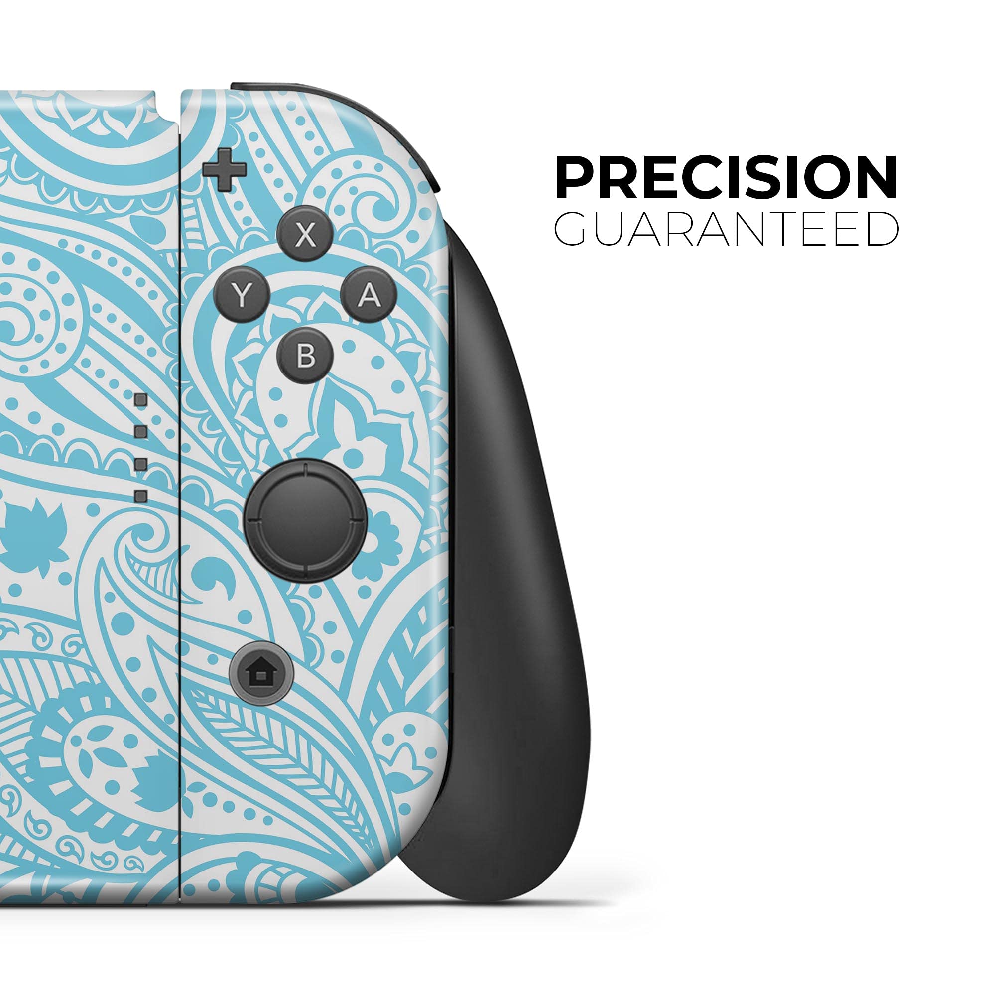 Nintendo Switch Joy-Con Skin Decal - Light Blue Paisley Floral Protective Vinyl Wrap Cover - Scratch-Resistant & Removable - Perfect for Gaming & Customization