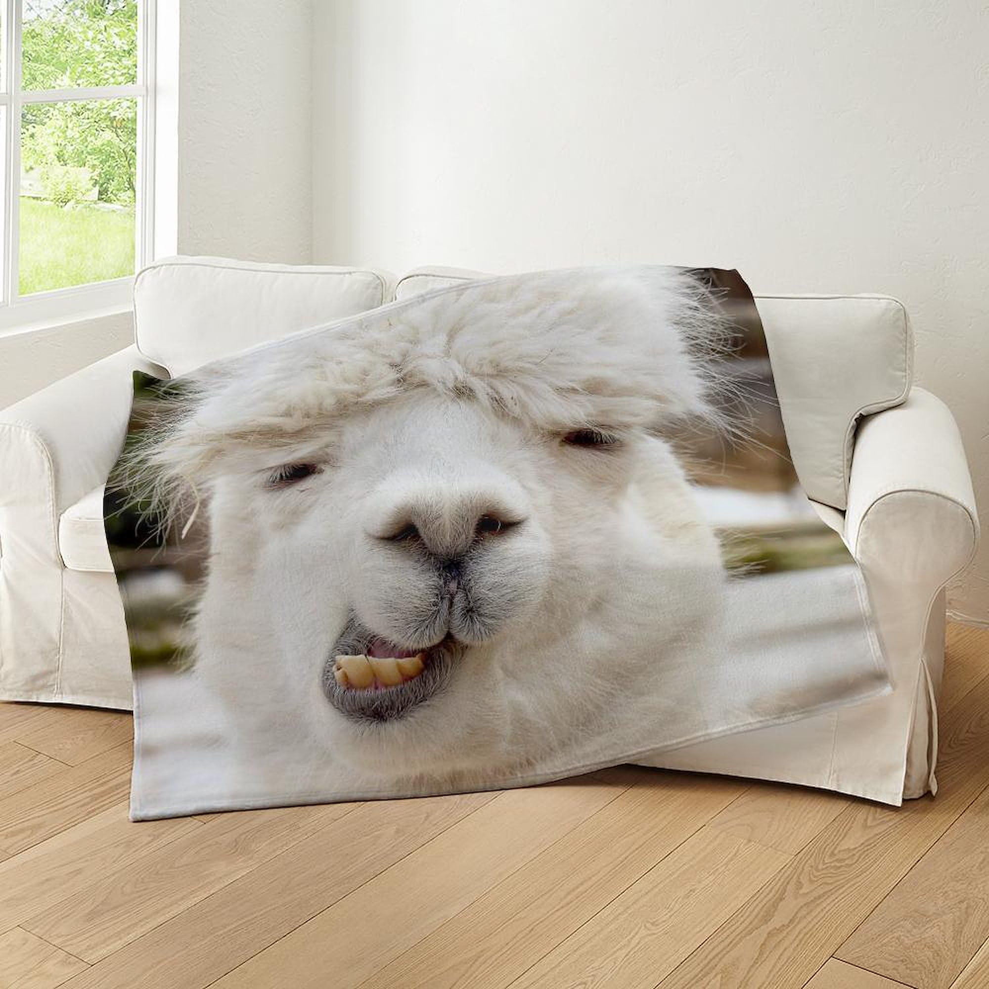 Funny Alpaca Smile Fleece Throw Blanket - Super Soft Plush Blanket 60