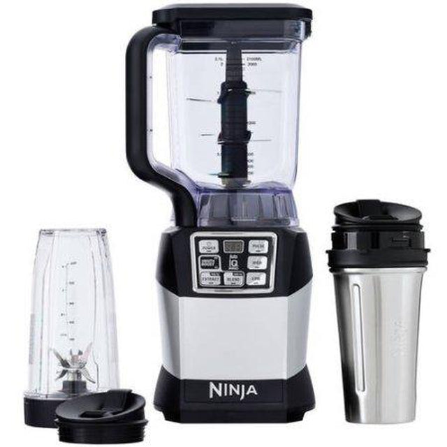 Nutri Ninja Auto iQ Compact Blender System with 2 Nutri Ninja Cups (BL490) - Perfect for Smoothies, Protein Shakes & Meal Prep at Home or Office