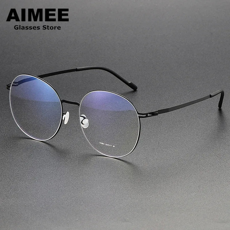 Aimee Women's Full Rim Round Screwless Stainless Steel Eyeglasses Frame 19136 - Lightweight & Durable Glasses for Work, Reading & Fashion