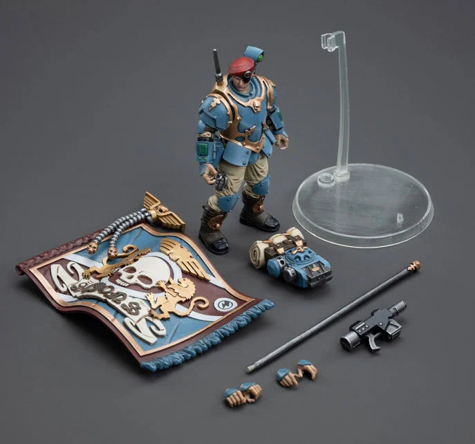 JOYTOY Warhammer 40K Astra Militarum Tempestus Scions Command Squad - 55th Kappic Eagles Banner Bearer Action Figure | Collectible Miniature for Tabletop Gaming, Display & Warhammer 40K Battles