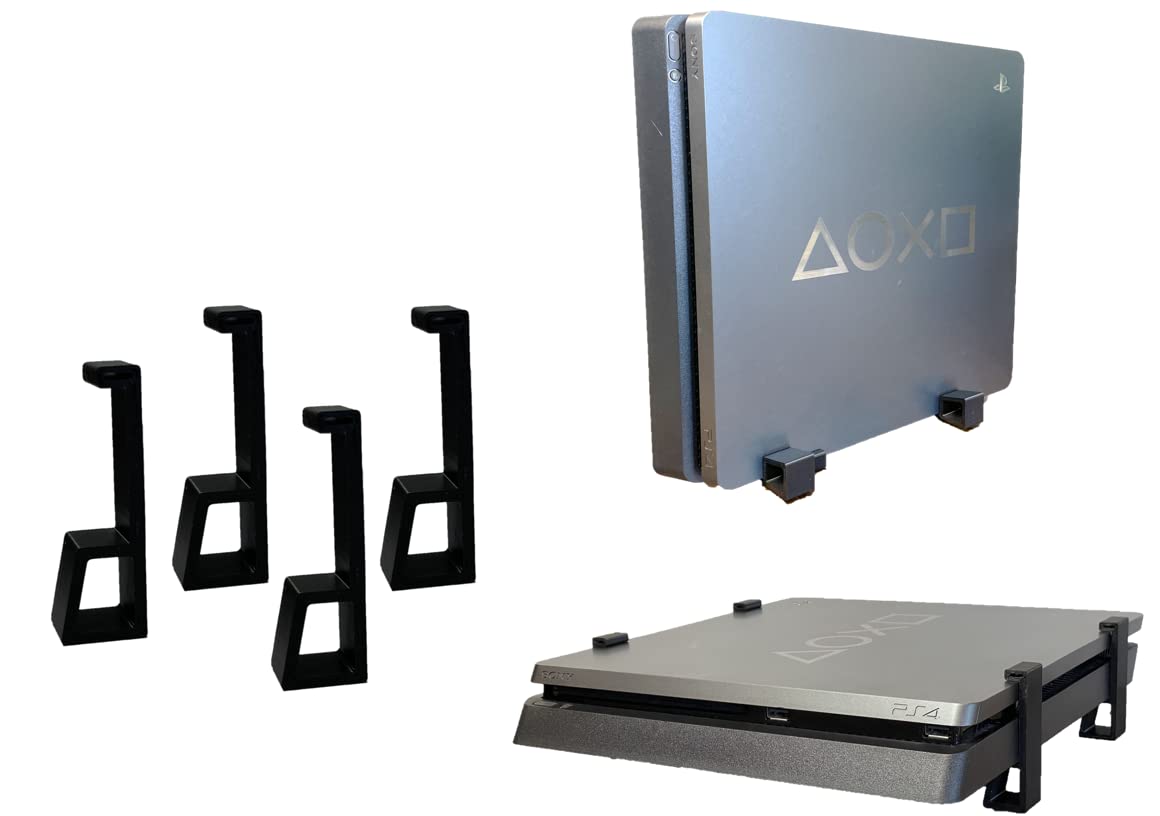 PS4 Slim Vertical & Horizontal Stand with Cooling Station - Secure Fit & Updated Design for PlayStation 4 Console (Black) - Perfect for Gaming Setups & Entertainment Centers