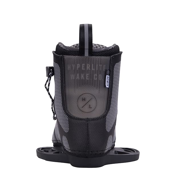 Hyperlite Remix Kids Wakeboard Bindings - Black/Grey Size 12K-2 | Youth Wakeboard Boots for Water Sports | Perfect for Lake Riding & Wakeboarding Lessons