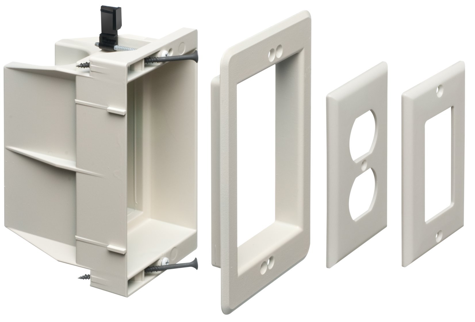 Arlington DVFR1W-1 Recessed Single Gang Electrical Outlet Mounting Box - Ideal for Home Wiring, DIY Projects & Professional Electrical Installations