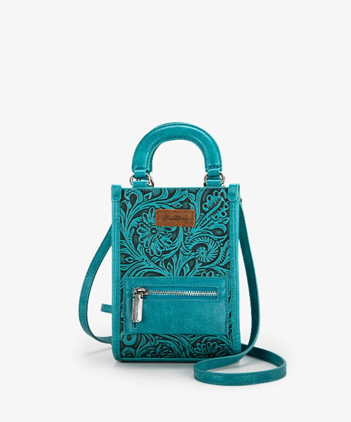 Montana West Genuine Leather Tooled Mini Crossbody Purse for Women - Stylish & Compact Handbag for Daily Use, Travel, and Casual Outings