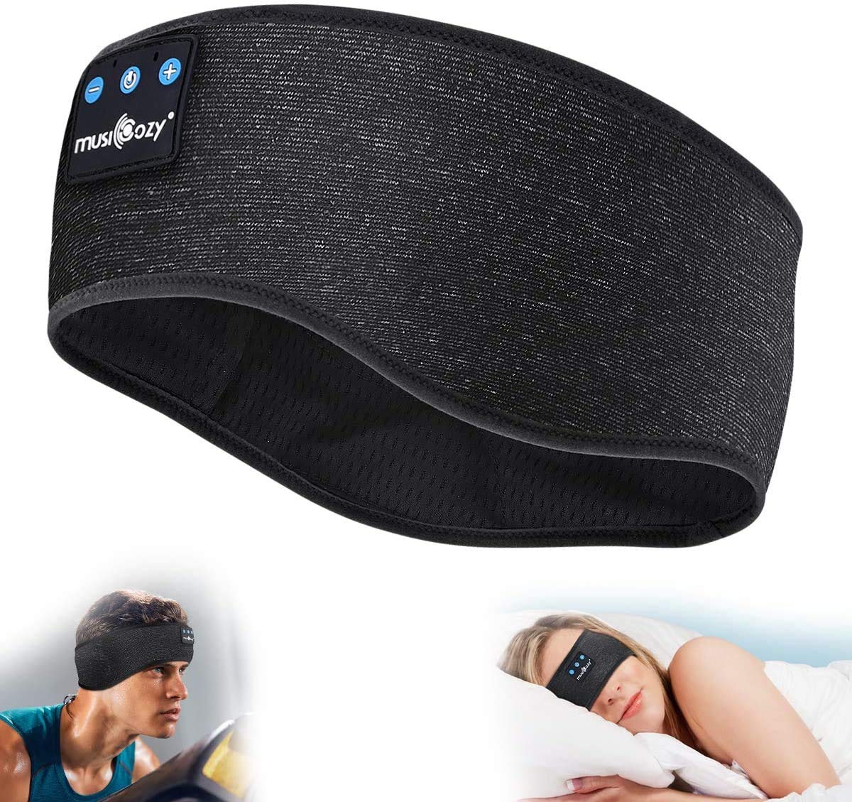 MusiCozy Bluetooth 5.2 Sleep Headphones & Eye Mask for Side Sleepers - Wireless Earbuds with Ultra Thin Speakers, Built-in Mic, Washable Design (2-Pack) - Perfect for Air Travel, Meditation & Nighttime Relaxation