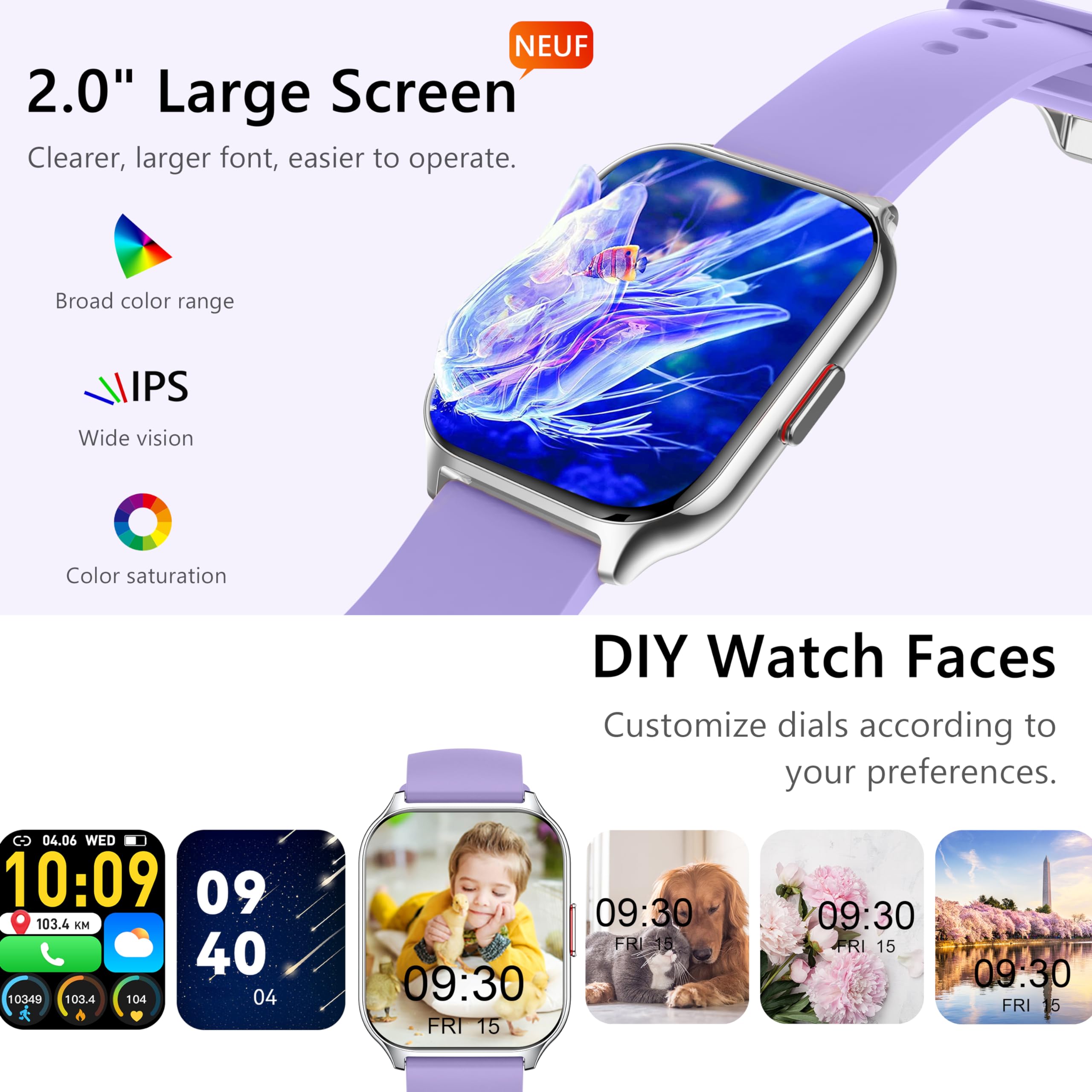 Smart Fitness Watch for Men & Women - Heart Rate, Blood Oxygen Monitor for Android & iOS - Perfect for Workouts & Daily Use