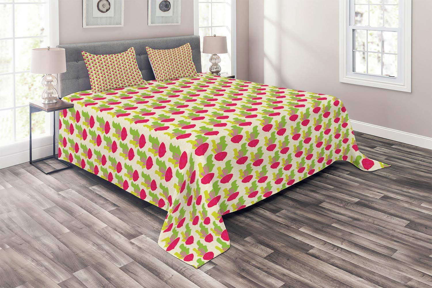 3 Piece Queen Size Comforter Set - All Season Duvet Cover with Abstract Beetroots Design & Artistic Elements, Machine Washable Bedding for Cozy Home Decor & Guest Room Styling
