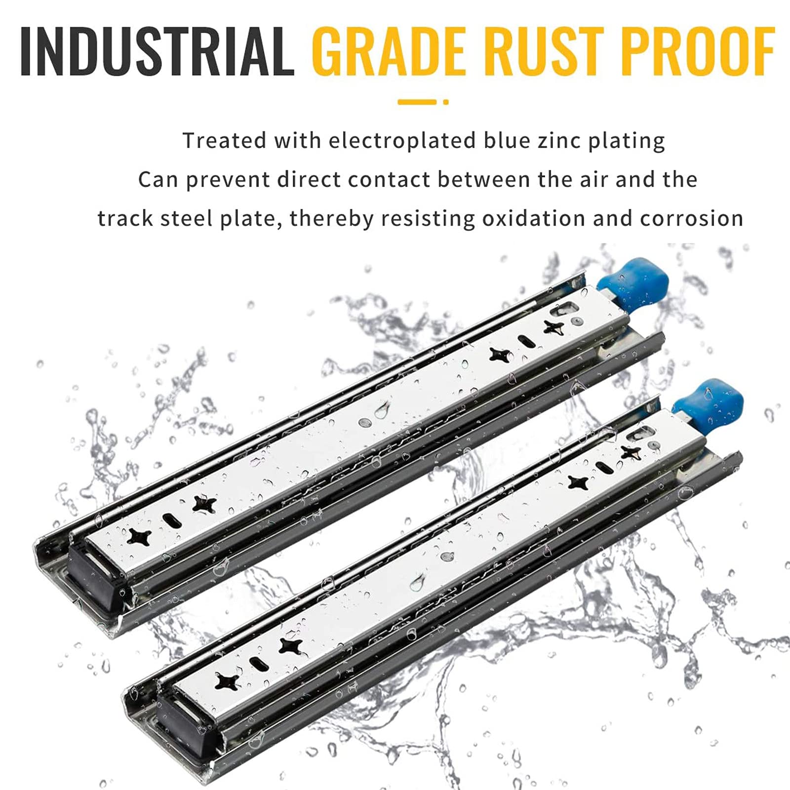 Heavy Duty Drawer Slides with Lock - 120kg Bearing Capacity, 26 Inch (660.4mm) 3-Section Soft Close Full Extension Ball Bearing Side Mount Drawer Runners - Perfect for Kitchen Cabinets, Office Furniture & Tool Storage (1 Pair)