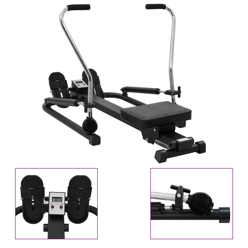 vidaXL Rowing Machine with 5-Level Hydraulic Resistance - Compact Home Gym Equipment for Full-Body Workout & Cardio Training