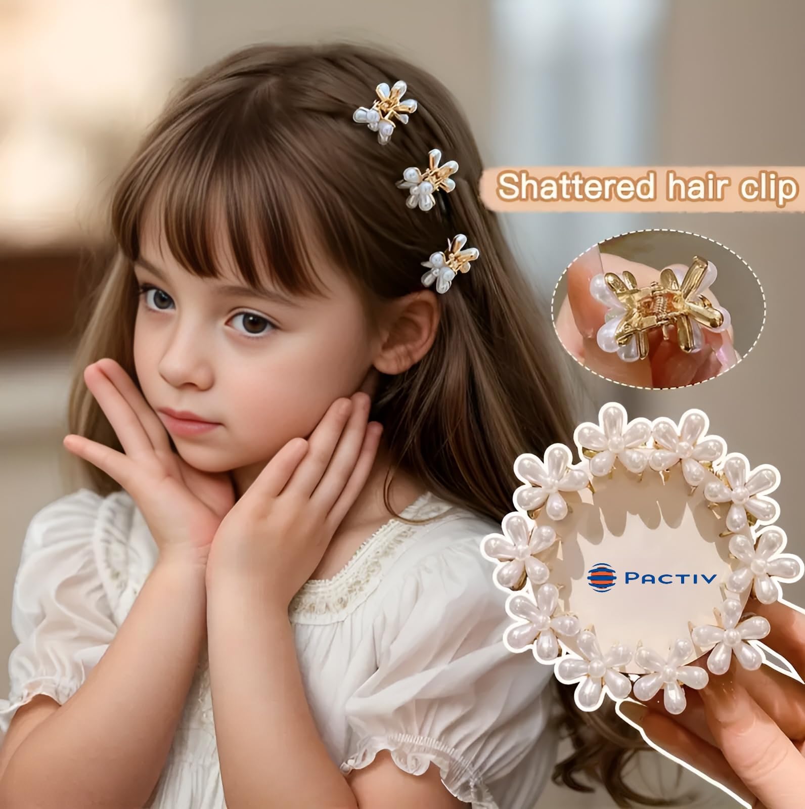 10 PCS Tiny Pearl Claw Clips - Mini Flower Hair Clips for Women & Girls | Non-Slip Decorative Barrettes for Thick, Thin, Long & Curly Hair (White) | Perfect for School, Work, Parties & Everyday Hairstyles