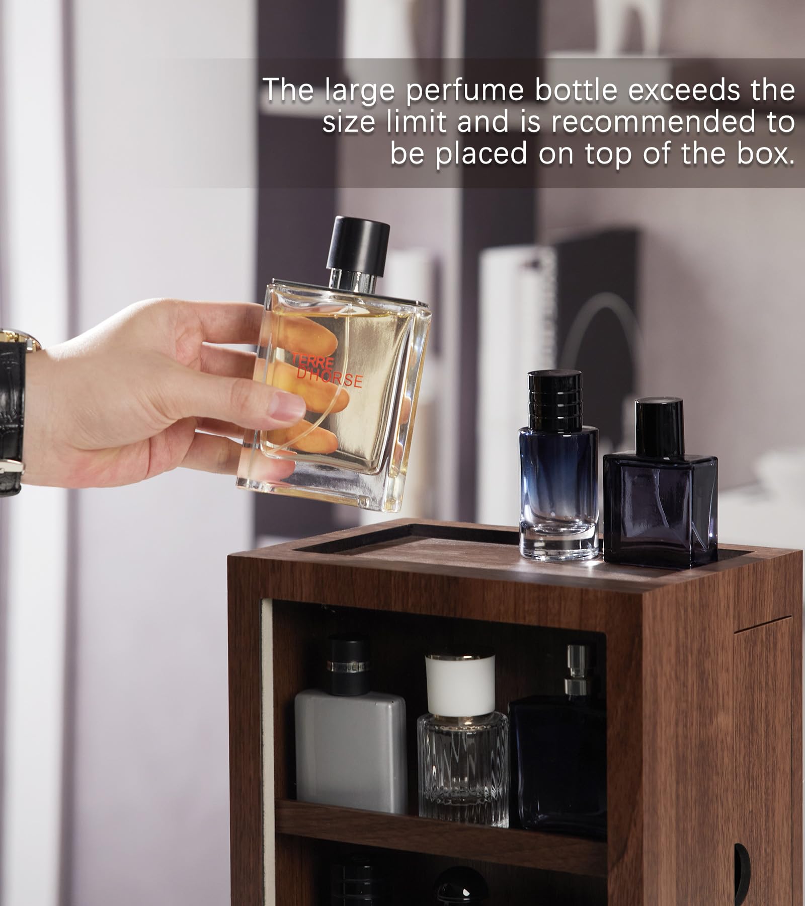Premium Wooden Cologne Storage Organizer with 3 Drawers - Luxury Men's Fragrance Display Case for Home & Bathroom - Perfect for Vanity, Dresser, and Gift Giving