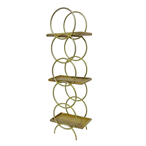 Hawthorne Ringo Solid Mango Wood 3 Shelf Bookcase - Elegant Gold Finish | Perfect for Living Room, Bedroom & Office Storage