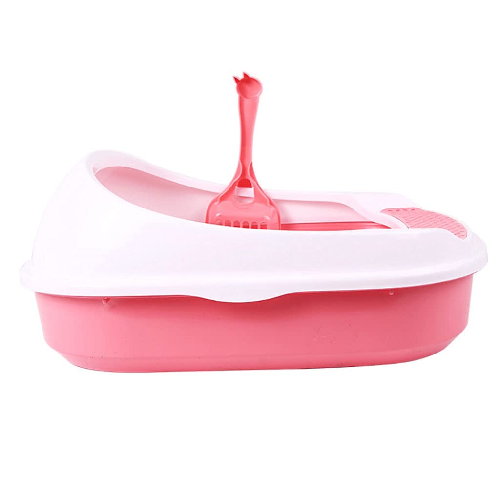 Self-Cleaning Cat Litter Box - Large Space Semi-Enclosed Design with Splash-Proof & Durable Construction | Includes Cat Litter Scoop | Perfect for Multi-Cat Homes & Small Apartments (Pink)