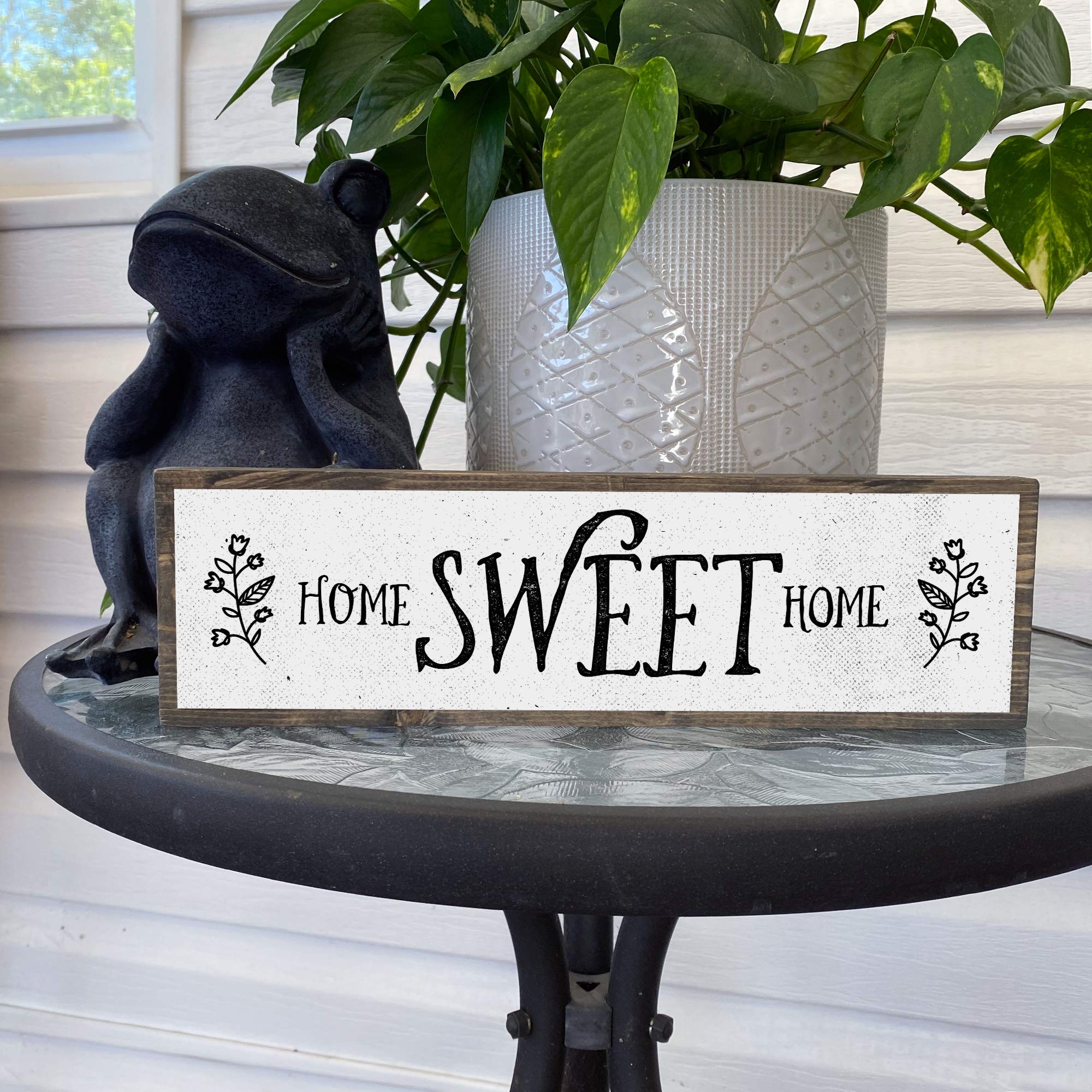 Rustic Home Sweet Home Wood Sign - Medium Size Wood & Metal Wall Decor for Farmhouse, Living Room, Bedroom, Entryway