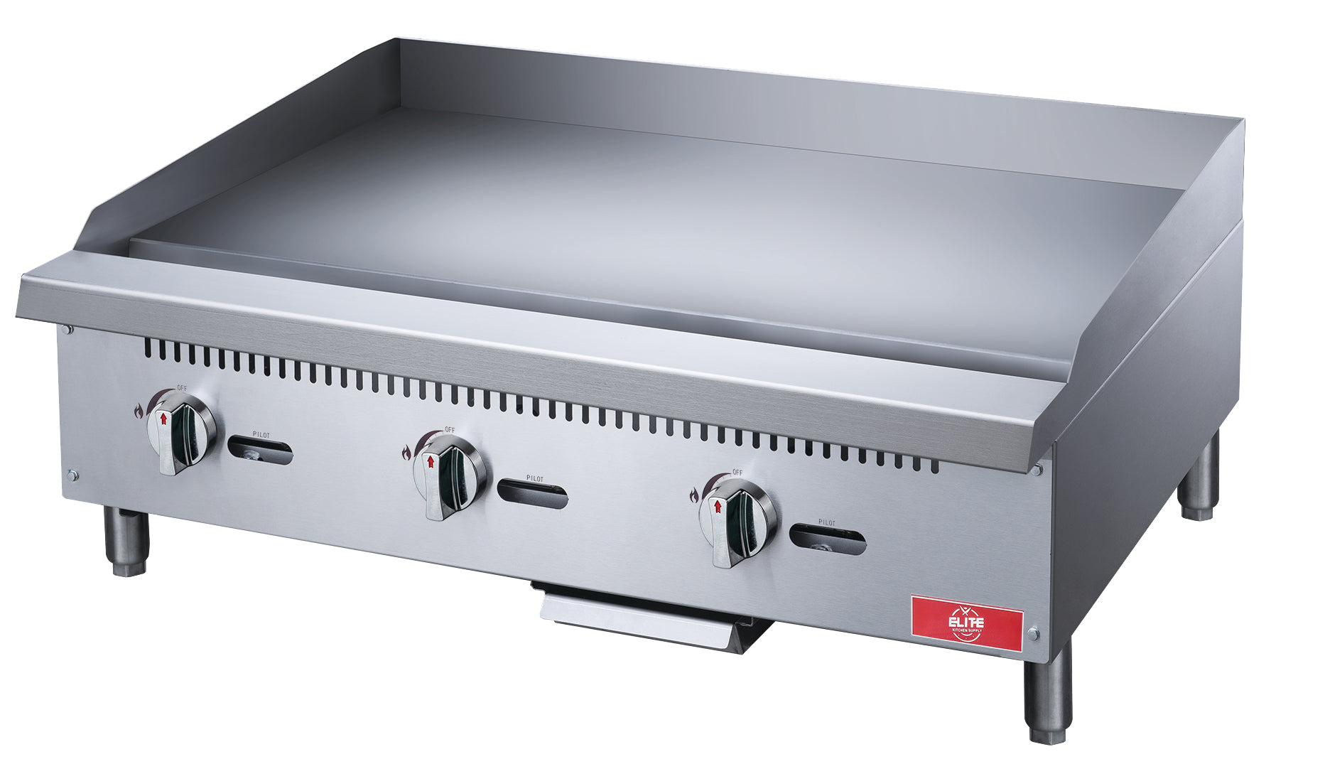 ECGM36 36-Inch 3-Burner Commercial Griddle for Restaurants, Food Trucks & Outdoor Cooking - Heavy Duty Stainless Steel Flat Top Grill