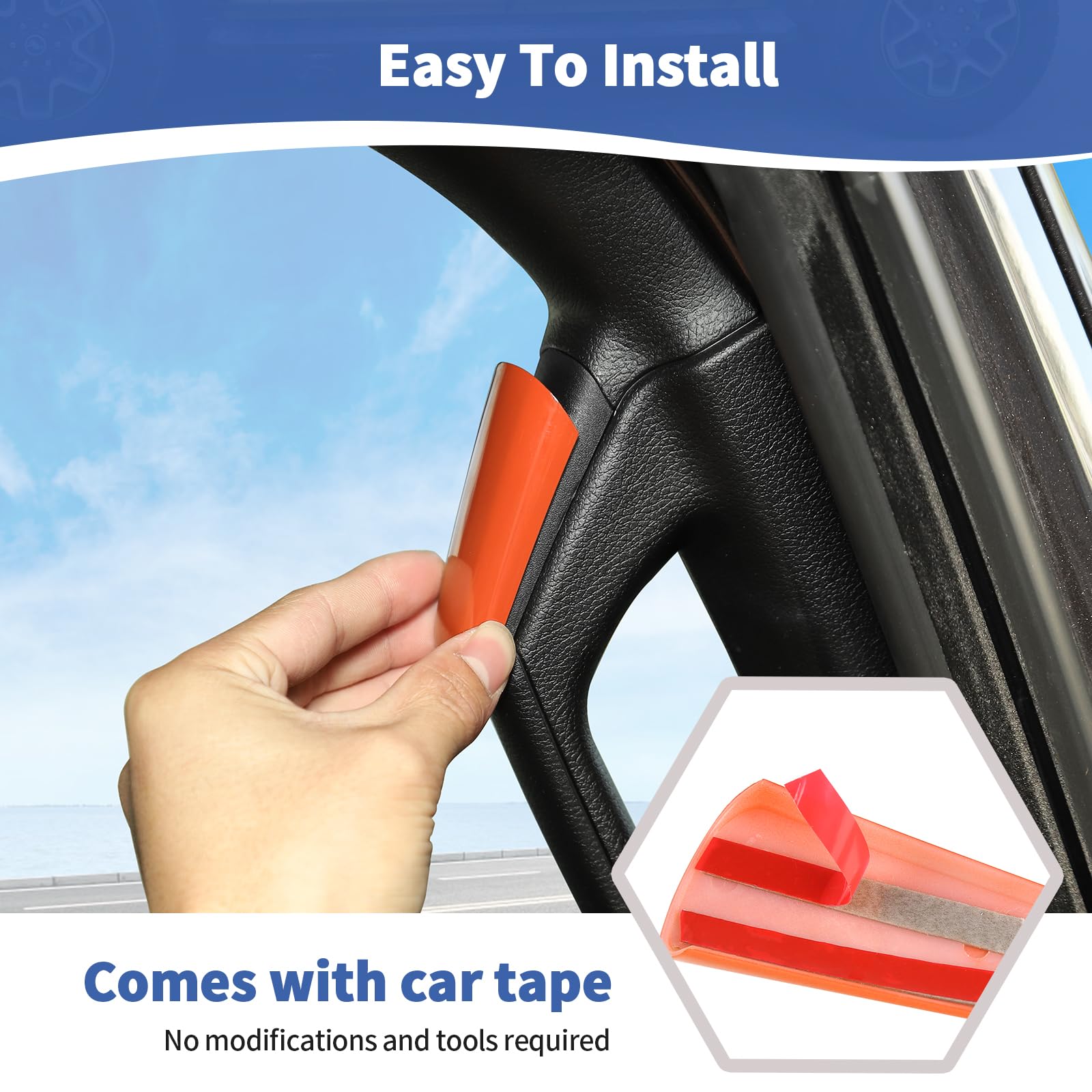 RT-TCZ Orange A/B Pillar Grab Handle Covers for Jeep Wrangler JL/JLU & Gladiator JT (2018-2023) - Interior Accessories for Off-Road & Daily Driving