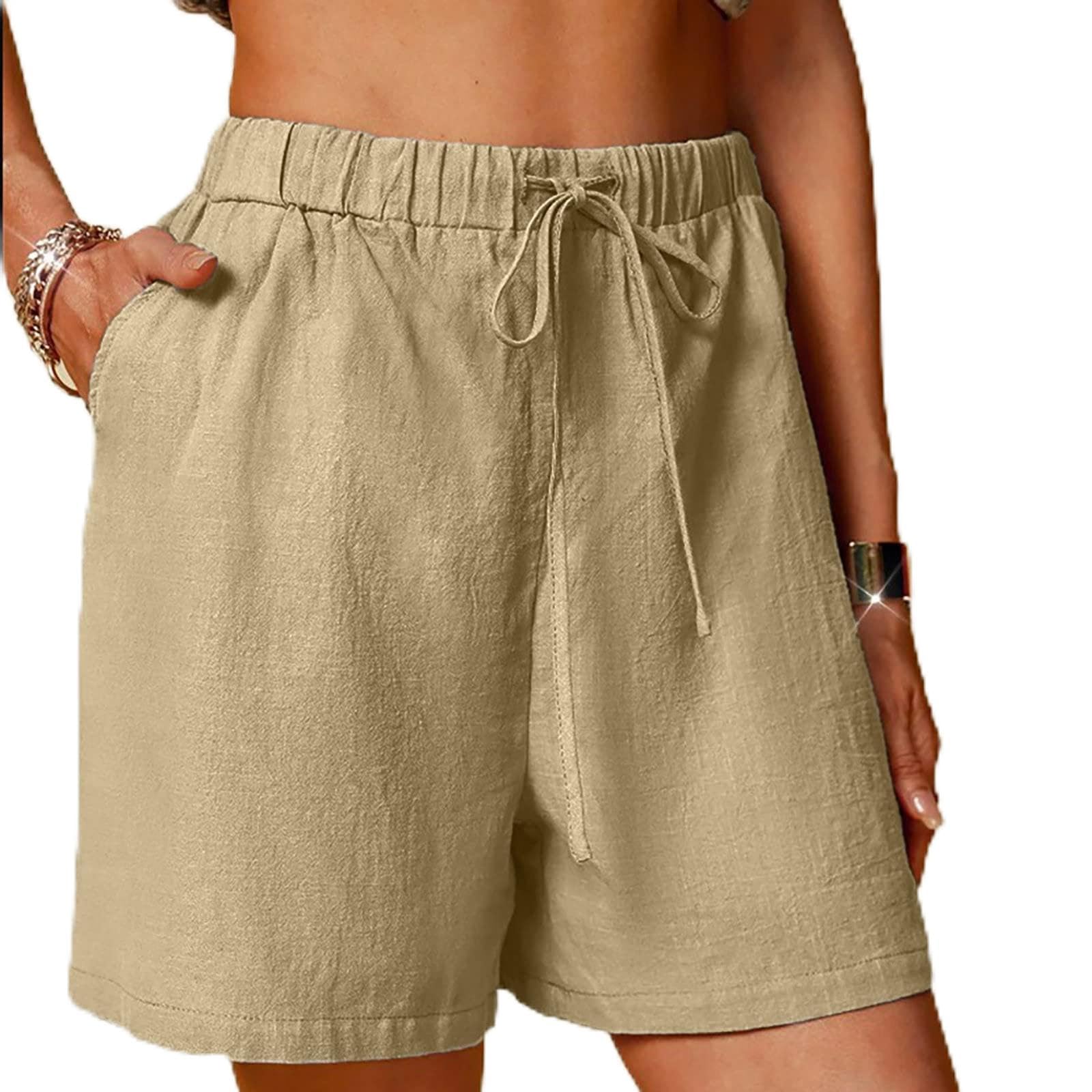 DASAYO Women's Linen Shorts - High Waisted Summer Shorts with Pockets for Beach & Travel