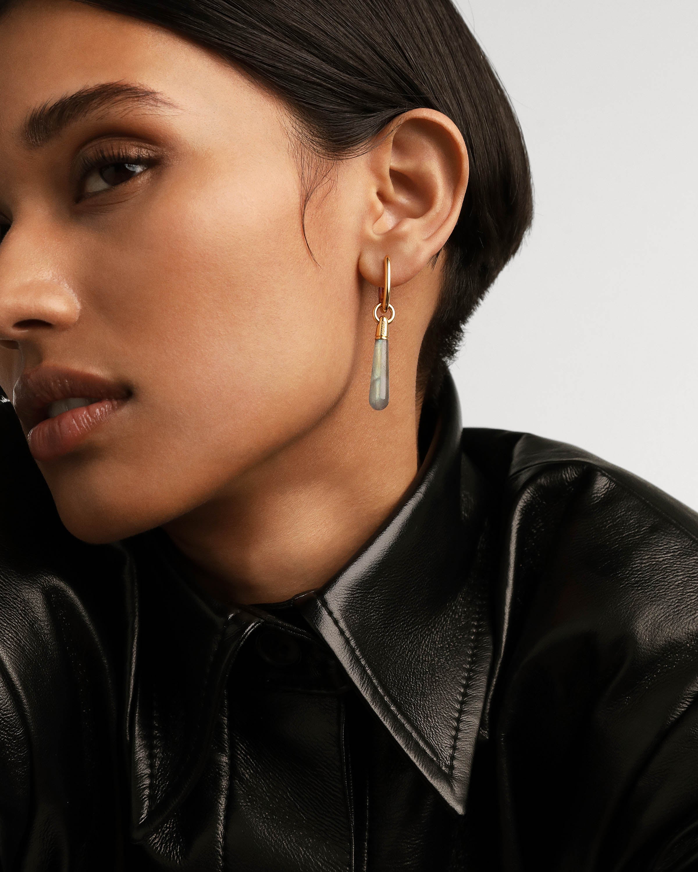 Labradorite Large Jupiter Single Hoop Earrings - Healing Crystal Jewelry for Women, Boho Chic Statement Piece | Perfect for Yoga, Meditation & Spiritual Healing