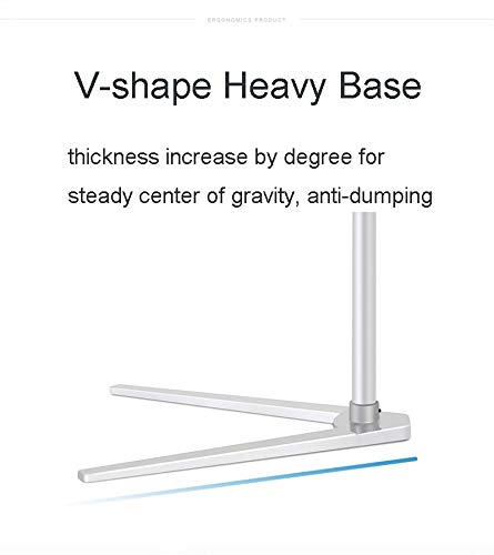 Adjustable Aluminum Laptop Floor Stand 7-20 Inch - Portable Height Adjustable Bedside Lap Desk for Notebook, Tablet PC - Perfect for Sofa, Bed, Office & Tea Table Use (Black)