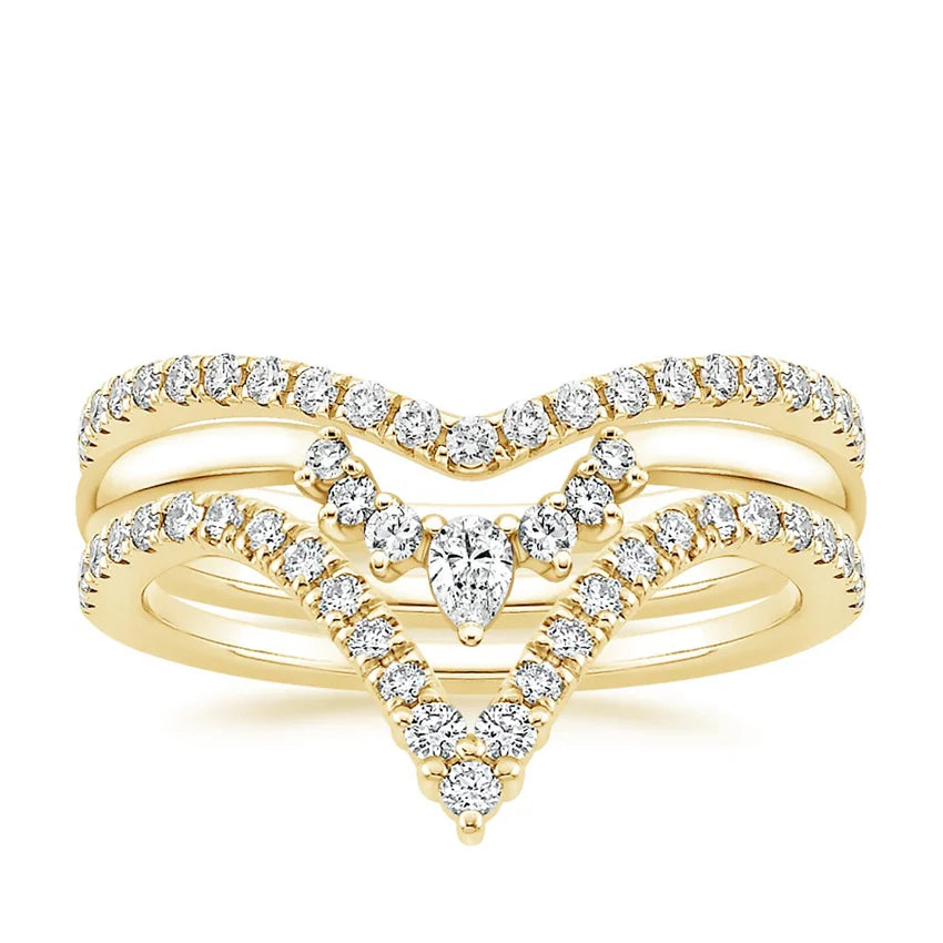 Luxury Crown Diamond Stackable Wedding Band Ring for Women - 14K White Gold Bridal Set - Perfect for Engagement, Anniversary & Special Occasions