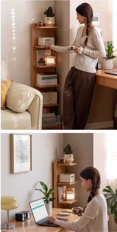 Solid Oak Wood Modern Multi-Layer Bookshelf - Stylish Home Office & Living Room Storage Shelf for Books & Decor