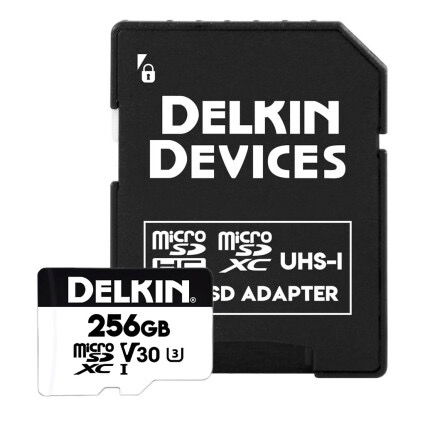 Delkin Devices 256GB UHS-I microSDXC Memory Card - High Speed SD Card for 4K Video, Photography, Drones & Gaming - Includes SD Adapter